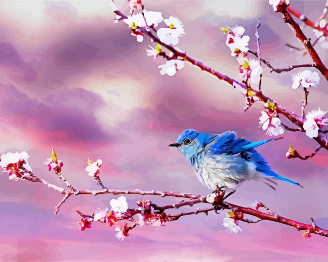 Blue Bird And Blossom Painting By Numberss.png