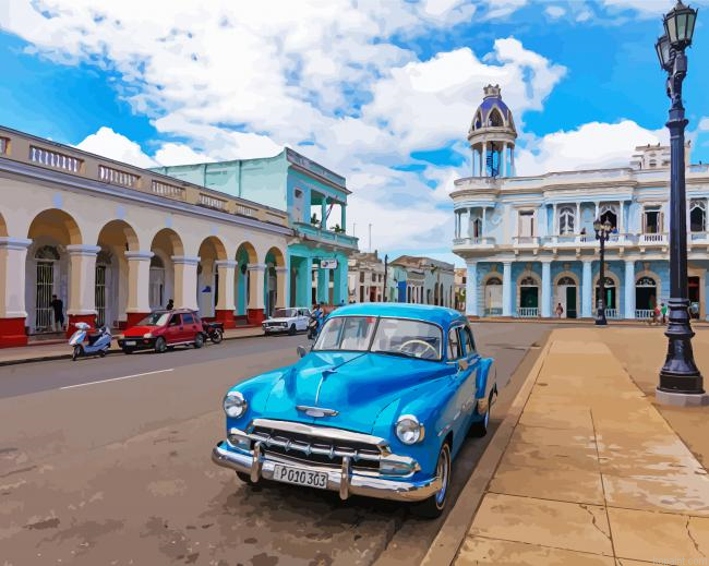 Blue Car In Cienfuegos Painting By Numberss.png
