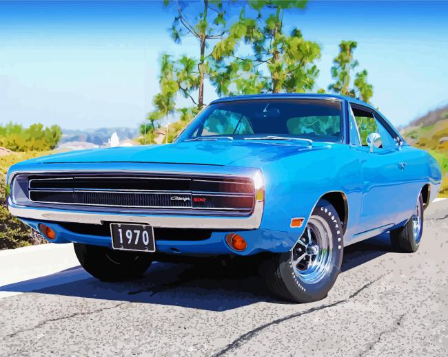 Blue Dodge Charger 1970 Paint By Numbers