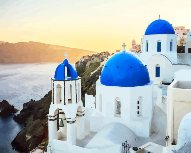 Blue Dome Church Greece Painting By Numberss.png
