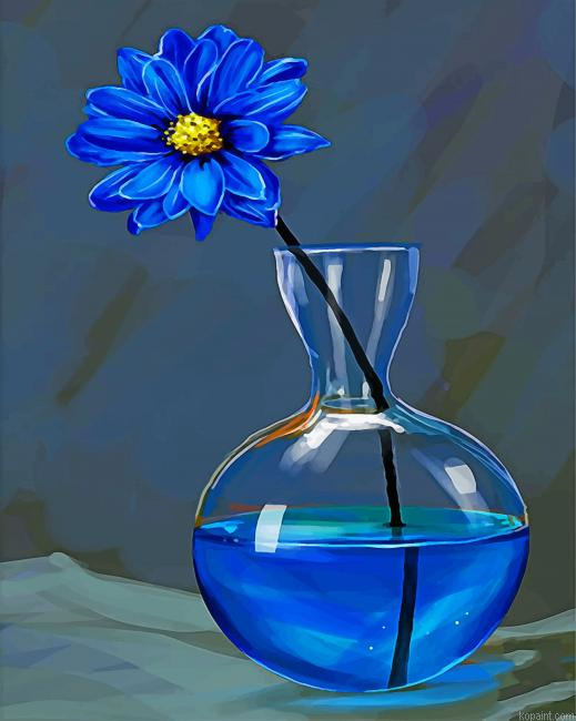 Blue Flower Still Life Painting By Numberss.png