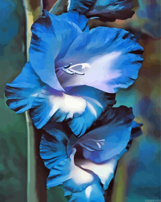 Blue Gladiola Flower Painting By Numberss.png