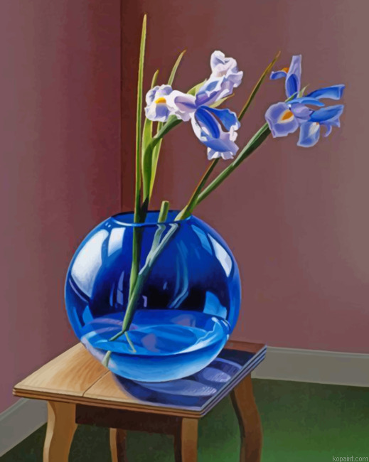 Blue Glass Plant Vase Painting By Numberss.png