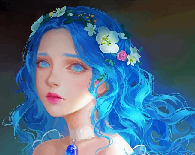 Blue Haired Princess Painting By Numberss.png