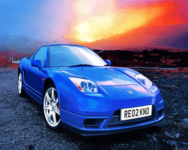 Blue Honda Car Painting By Numberss.png