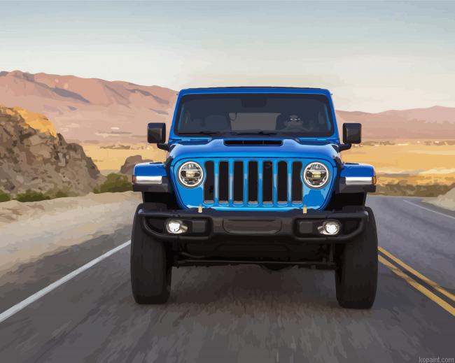 Blue Jeep On The Road Painting By Numberss.png