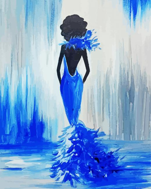 Blue Lady Art Painting By Numberss.png