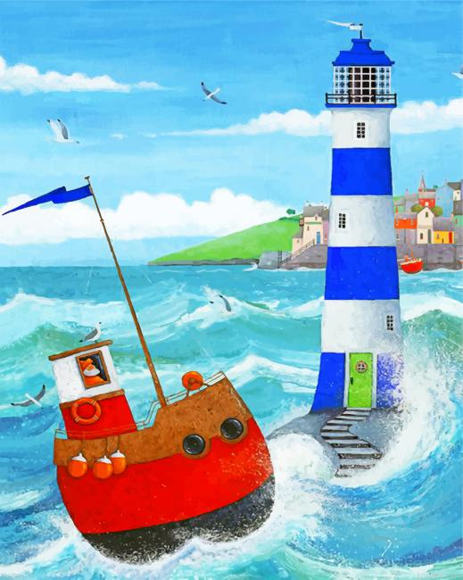 Blue Lighthouse Paint By Numbers