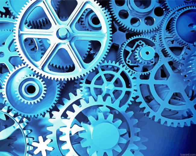 Blue Mechanical Gears Painting By Numberss.png