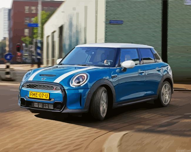 Blue Mini Cooper Car Painting By Numberss.png