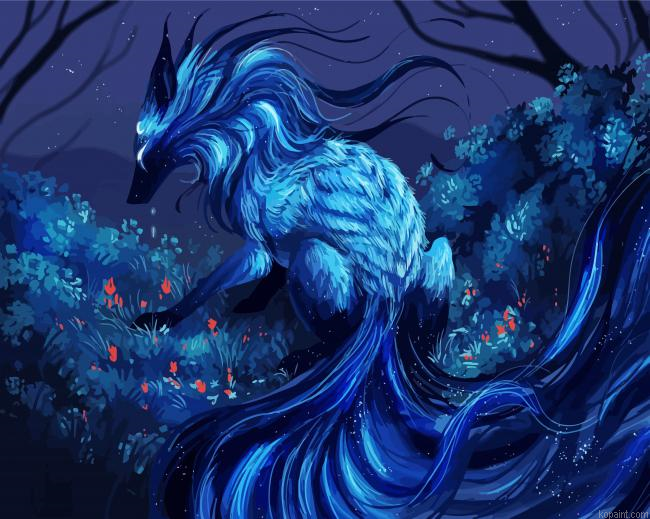 Blue Nine Tailed Fox Painting By Numberss.png