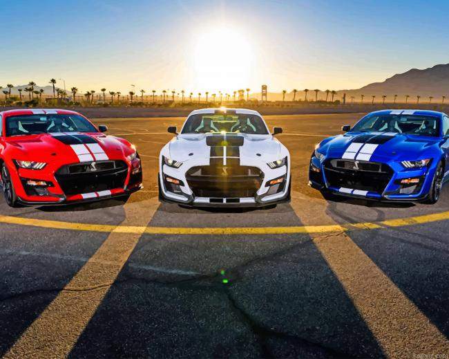 Blue Red And White Mustang Cars New Painting By Numberss.png