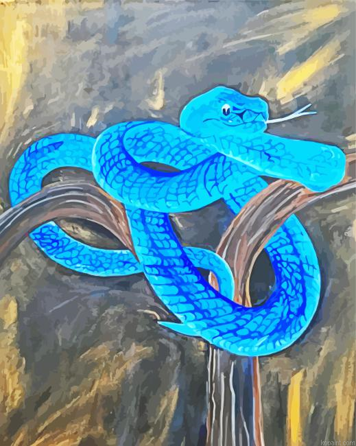 Blue Snake Art Painting By Numberss.png