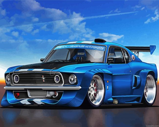 Blue Sport Car Painting By Numberss.png
