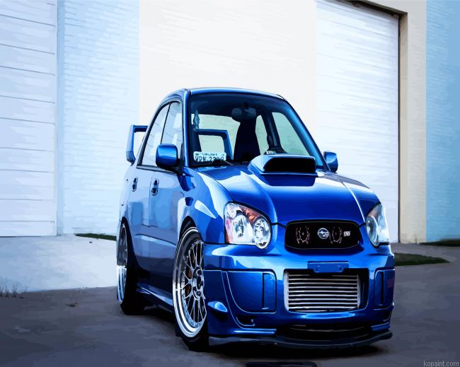 Blue Subaru Sportcar Paint by Numbers