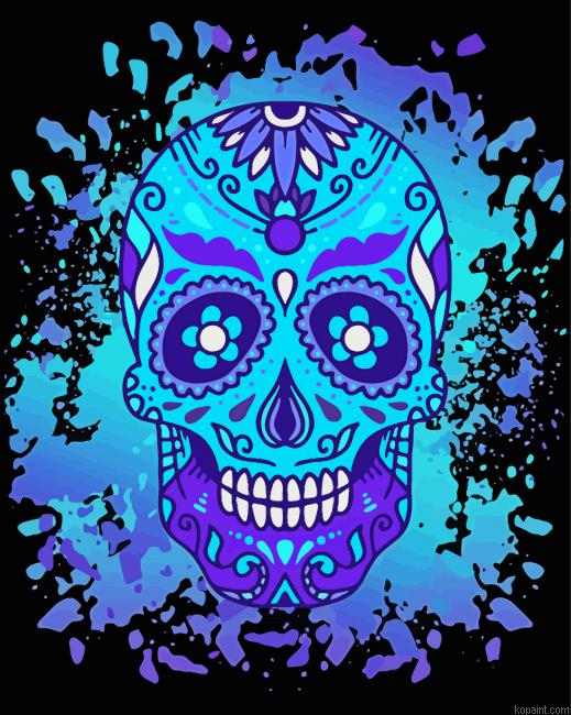Blue Sugar Skull Painting By Numberss.png