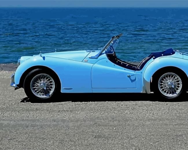Blue Triumph Tr3 Car Paint By Numbers