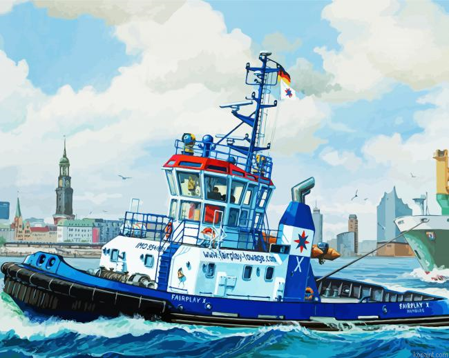 Blue Tugboat Ship Painting By Numberss.png