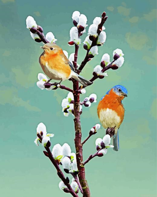 Bluebirds On Pussy Willow Painting By Numberss.png