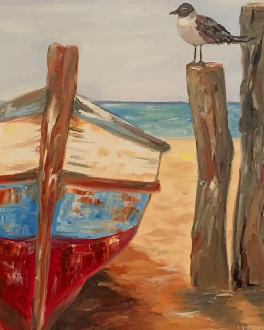 Boat And An Old World Sparrow New Painting By Numberss.png