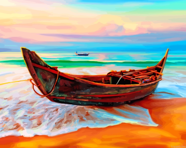 Boat By Beach Painting By Numberss.png