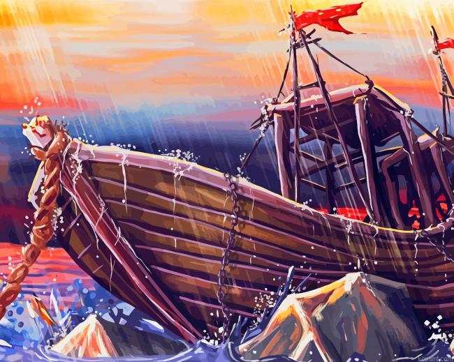 Boat In Storm Painting By Numberss.png