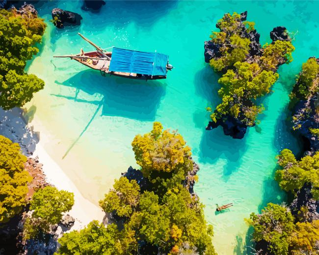 Boat In Zanzibar Island Painting By Numberss.png