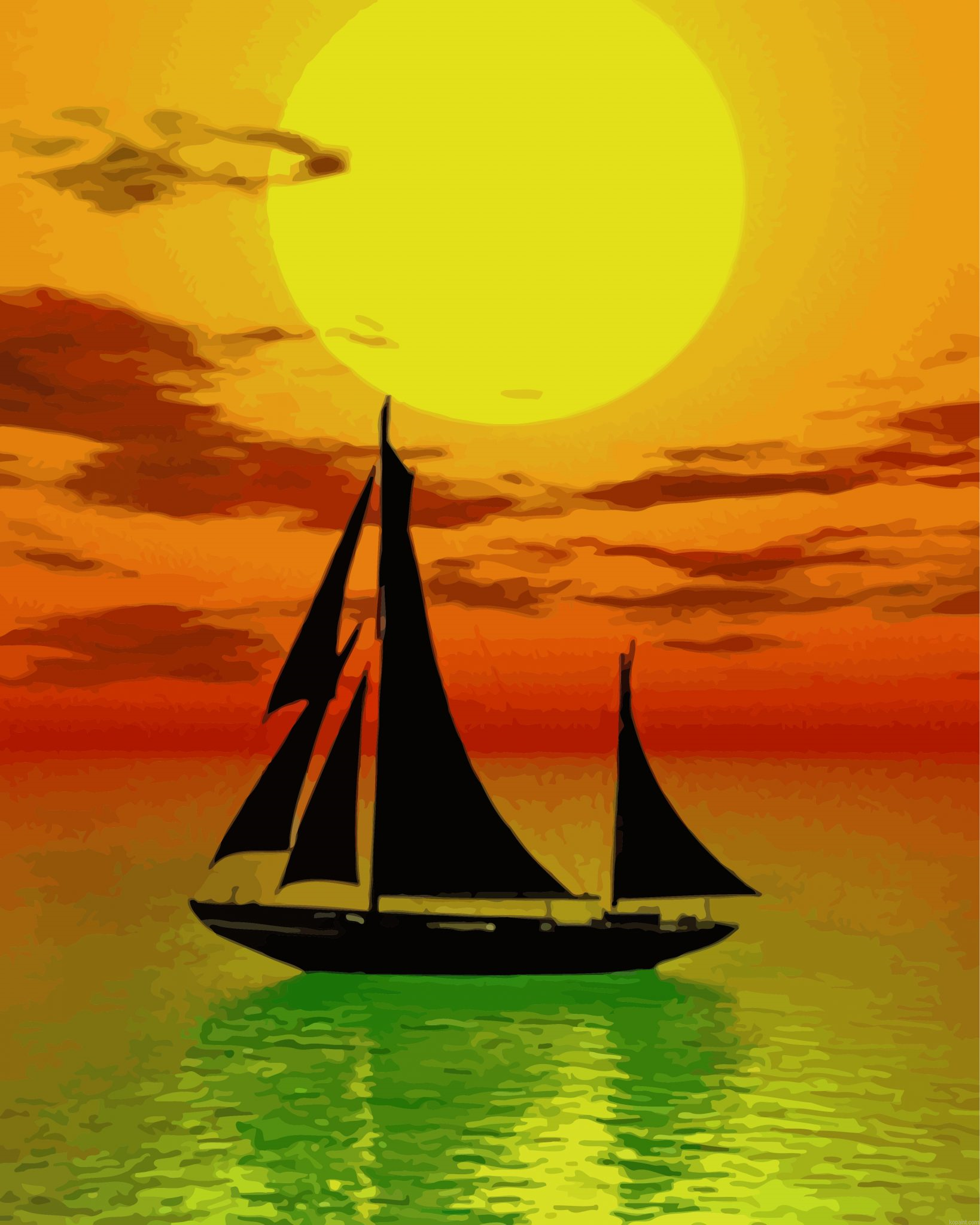 Boat Landscape Sunset Painting By Numberss.png