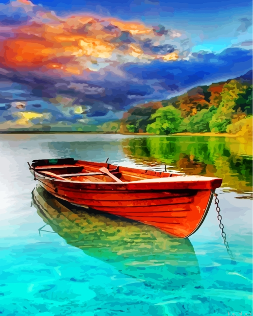 Boat On Lake Painting By Numberss.png