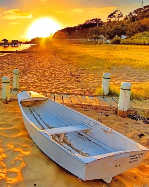 Boat On Sea Sand New Painting By Numberss.png