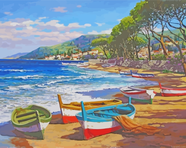 Boats By Beach Painting By Numberss.png