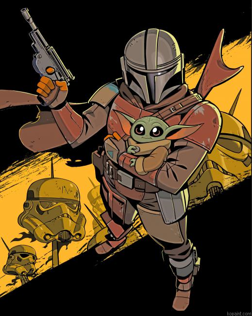 Boba Fett And Yoda Illustration Painting By Numberss.png