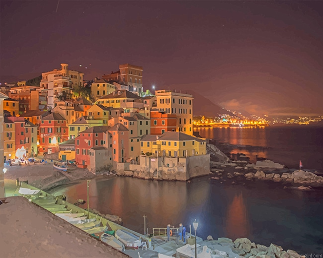 Boccadasse Beach Genova Italy New Painting By Numberss.png