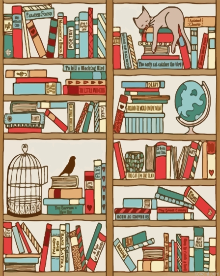 Bookcase With Sleeping Cat Painting By Numberss.png