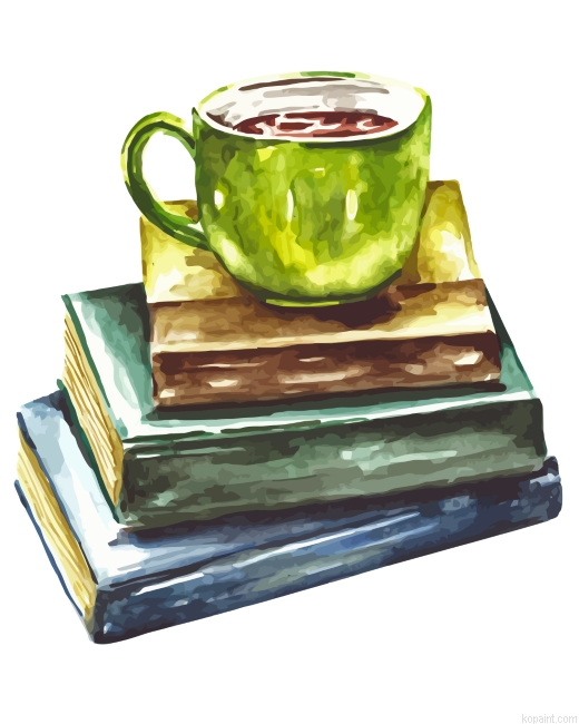 Books And Coffee Painting By Numberss.png