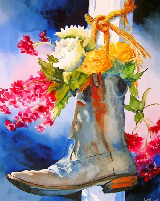 Boot And Flowers Still Life Painting By Numberss.png
