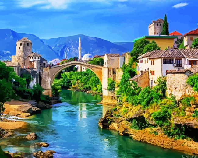 Bosnia And Herzegovina Mostar Paint By Numbers.png