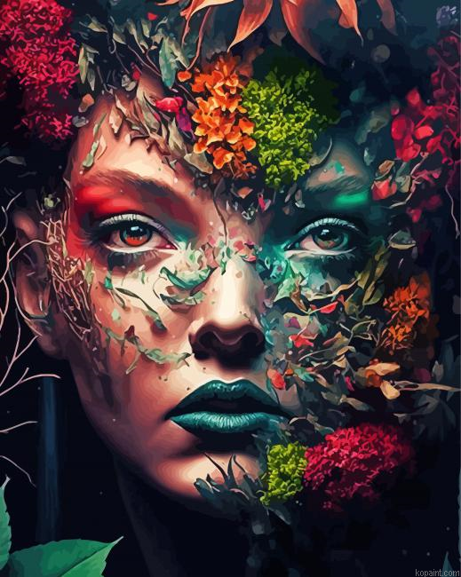 Botanical Woman Painting By Numberss.png