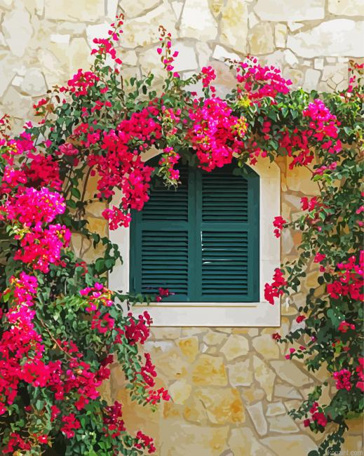 Bougainvillea Flowers Wall Painting By Numberss.png