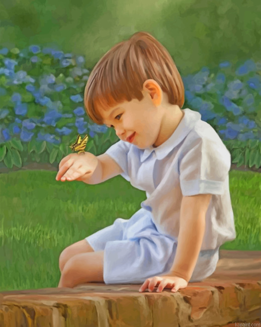 Boy And Butterfly Painting By Numberss.png