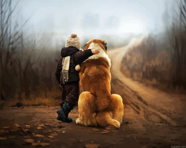 Boy Hugging Dog Painting By Numberss.png