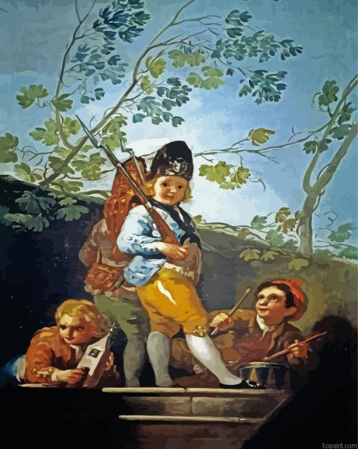 Boys Playing Soldiers Goya Art Painting By Numberss.png