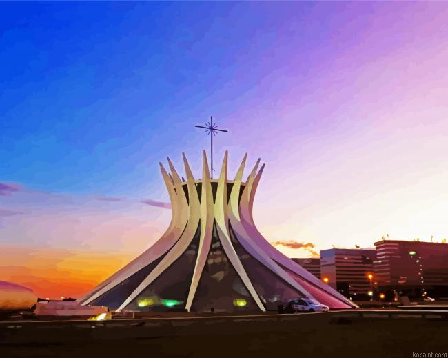 Brasilia Cathedral Building By Niemeyer Painting By Numberss.png