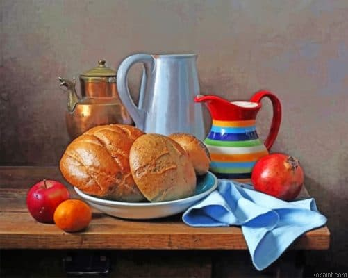 Bread And Fruits Painting By Numberss.png