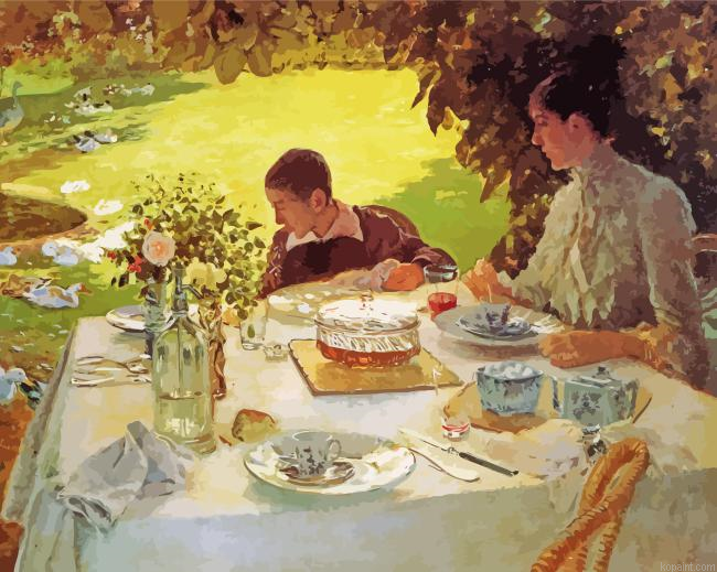 Breakfast In The Garden By Giuseppe De Nittis Painting By Numberss.png