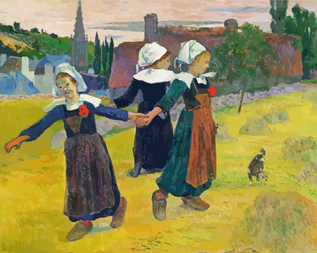 Breton Girls Dancing Pont Aven Gauguin Painting By Numberss.png