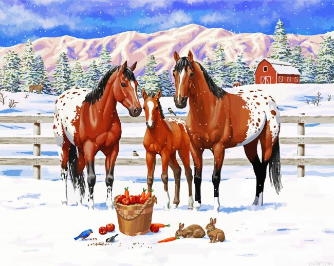 Brown Appaloosa Horses Painting By Numberss.png