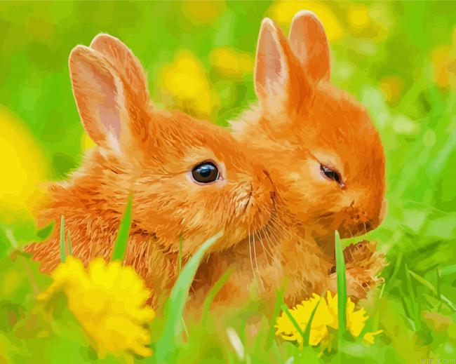 Brown Baby Rabbits Painting By Numberss.png