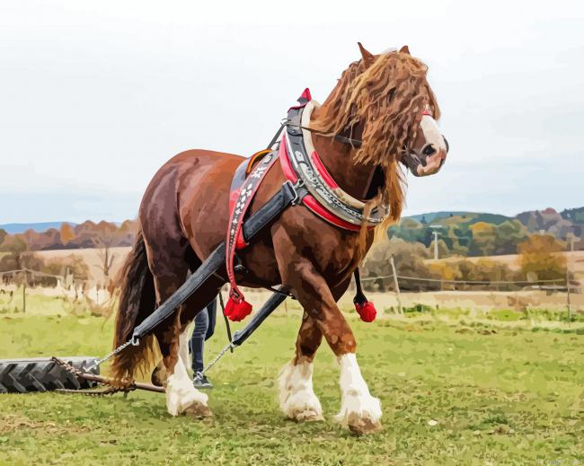 Brown English Plow Horse Painting By Numberss.png