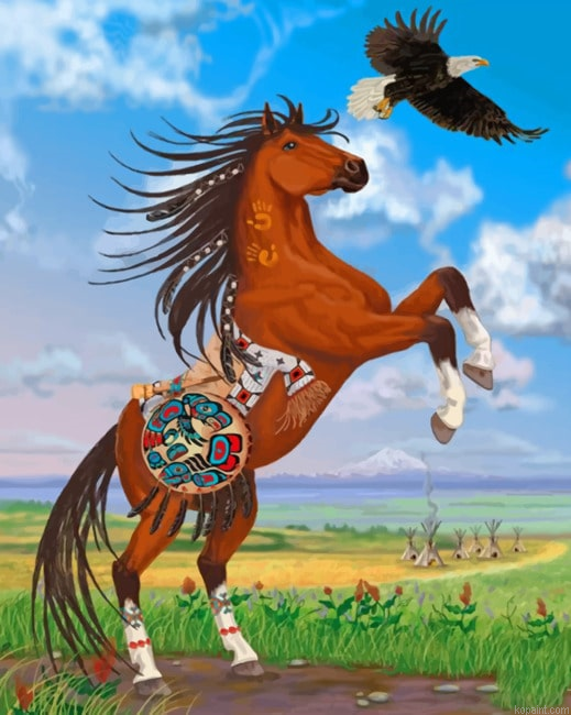 Brown Horse And Eagle New Painting By Numberss.png